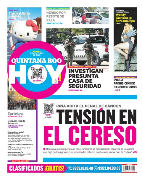 Portada de Quintana Roo Hoy (contraportada)