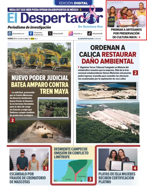 Portada de El Despertador de Quintana Roo del viernes, 31 de octubre de 2025