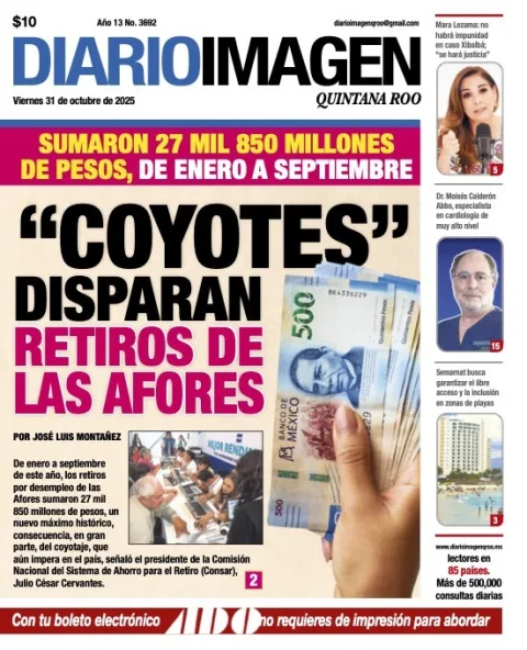 Portada de Diario Imagen Quintana Roo del viernes, 31 de octubre de 2025