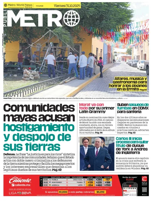 Portada de Publimetro Merida del viernes, 31 de octubre de 2025