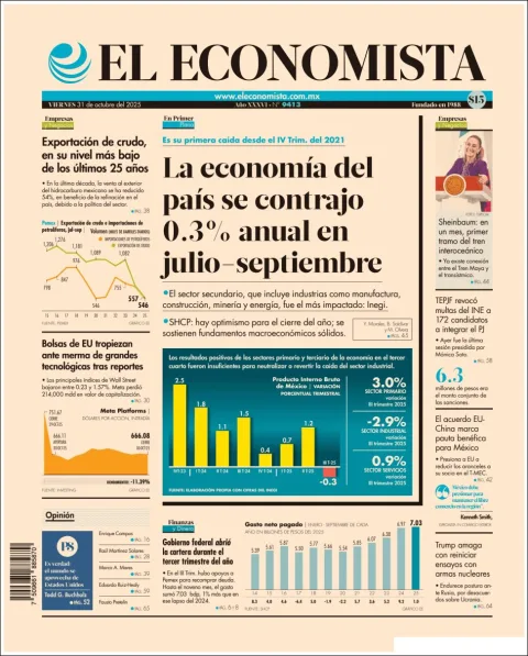 Portada de El Economista del viernes, 31 de octubre de 2025