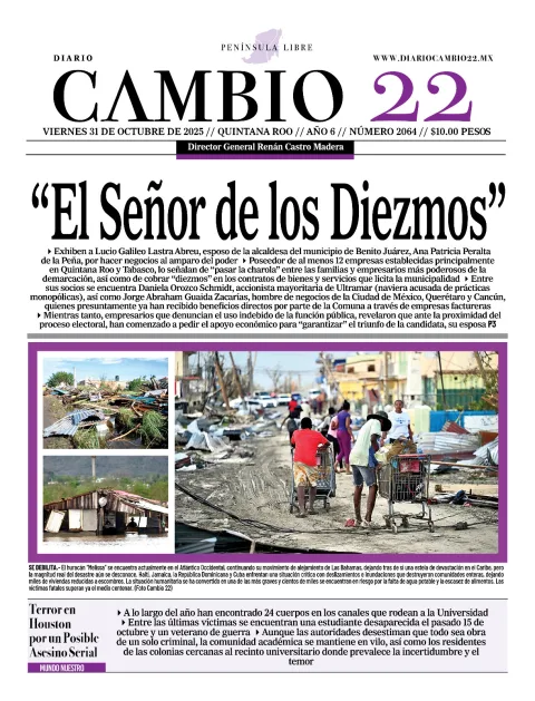 Portada de Diario Cambio 22 (portada) del viernes, 31 de octubre de 2025