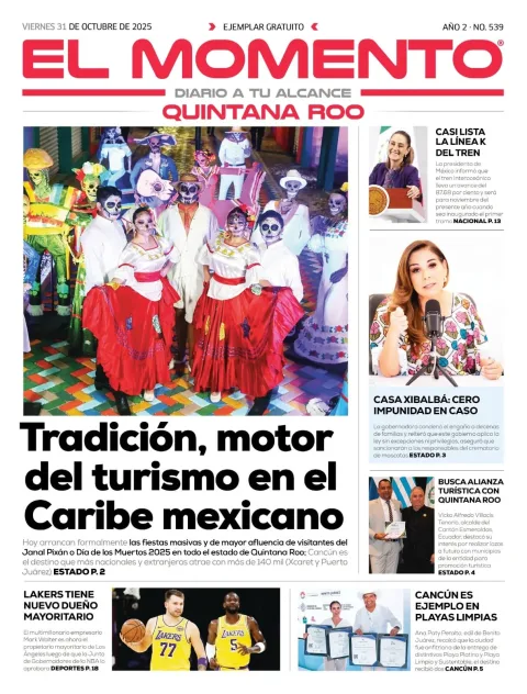 Portada de El Momento Quintana Roo del viernes, 31 de octubre de 2025