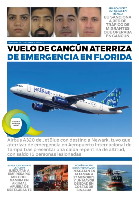 Portada de El Quintana Roo (contraportada) del viernes, 31 de octubre de 2025