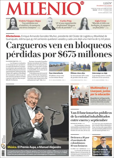 Portada de Milenio Leon del viernes, 31 de octubre de 2025