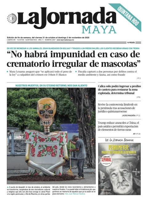 Portada de La Jornada Maya Quintana Roo del viernes, 31 de octubre de 2025