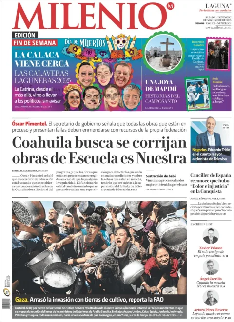 Portada de Milenio Laguna del sábado, 1 de noviembre de 2025