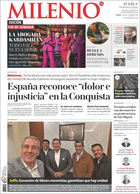 Portada de Milenio Puebla del sábado, 1 de noviembre de 2025