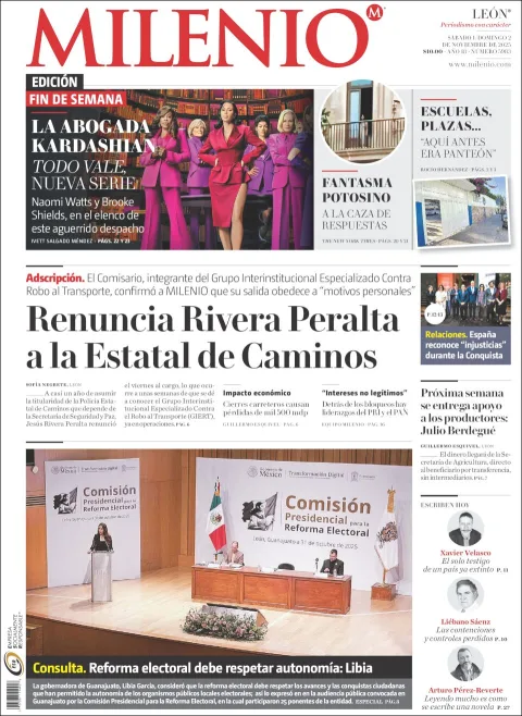 Portada de Milenio Leon del sábado, 1 de noviembre de 2025