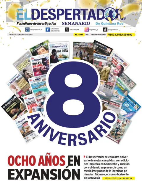Portada de El Despertador de Quintana Roo del lunes, 3 de noviembre de 2025