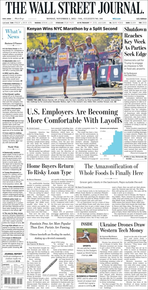 Portada de The Wall Street Journal