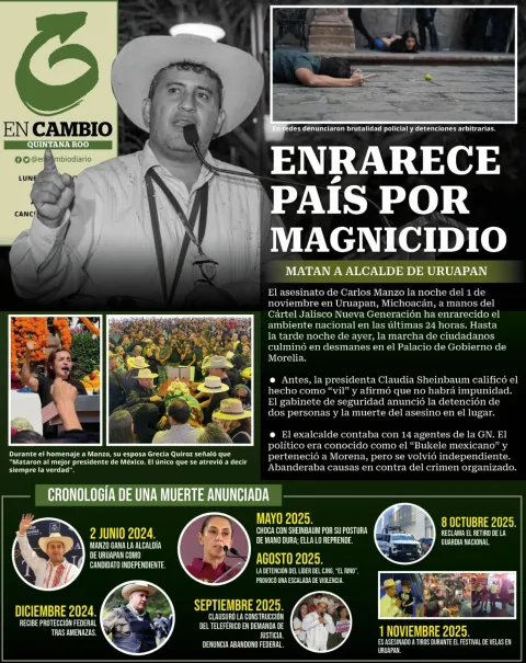 Portada de En Cambio - Quintana Roo (contraportada) del lunes, 3 de noviembre de 2025