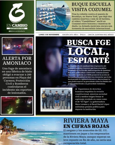 Portada de En Cambio - Quintana Roo (portada) del lunes, 3 de noviembre de 2025