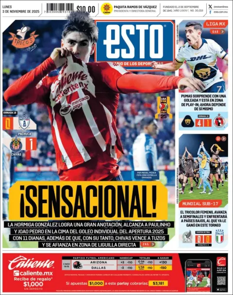 Portada de Esto del lunes, 3 de noviembre de 2025