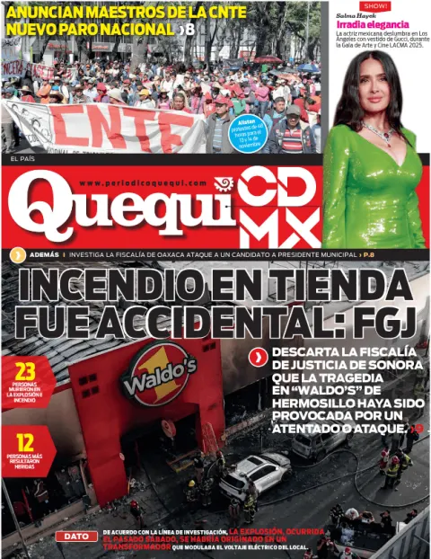 Portada de Quequi CDMX (contraportada) del lunes, 3 de noviembre de 2025