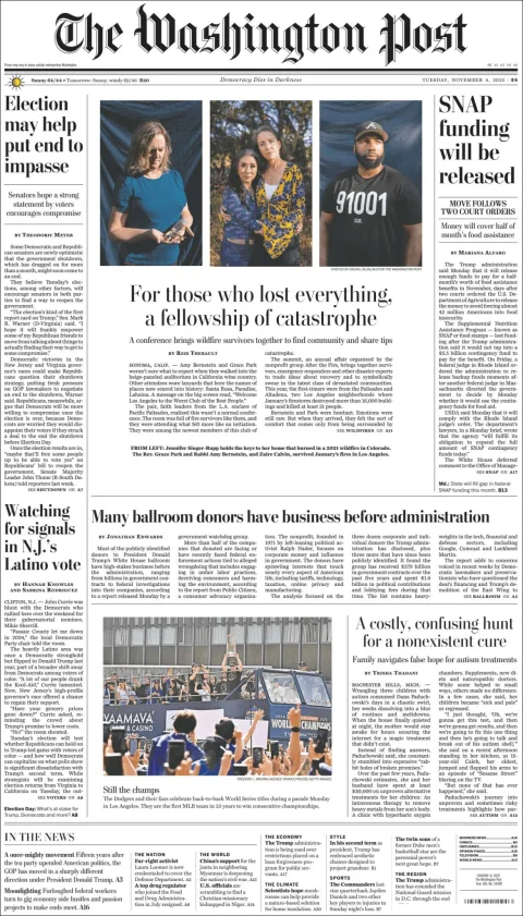 Portada de The Washington Post del martes, 4 de noviembre de 2025