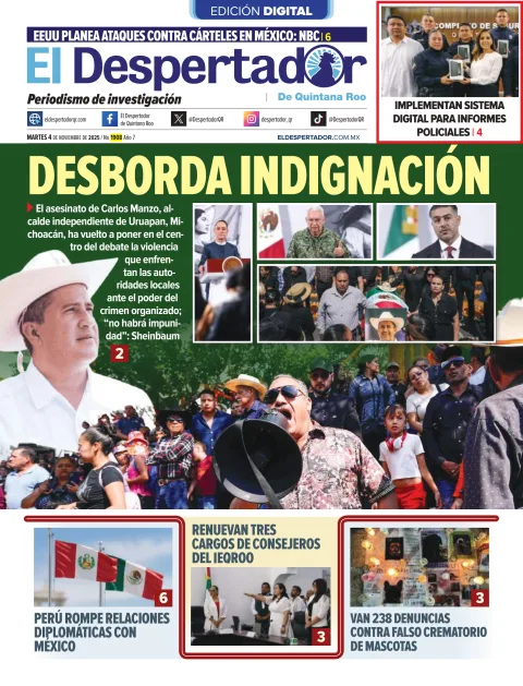 Portada de El Despertador de Quintana Roo del martes, 4 de noviembre de 2025