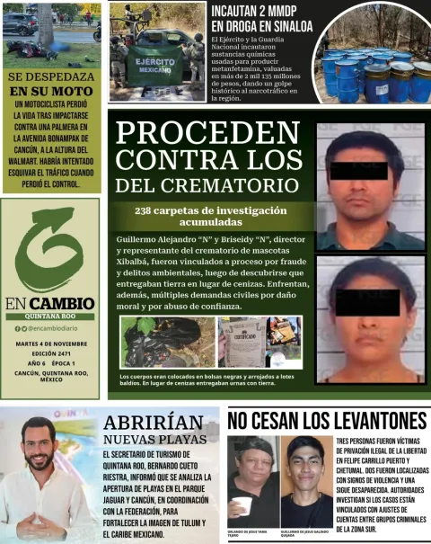 Portada de En Cambio - Quintana Roo (contraportada) del martes, 4 de noviembre de 2025