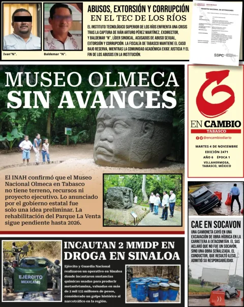 Portada de En Cambio - Tabasco (contraportada) del martes, 4 de noviembre de 2025