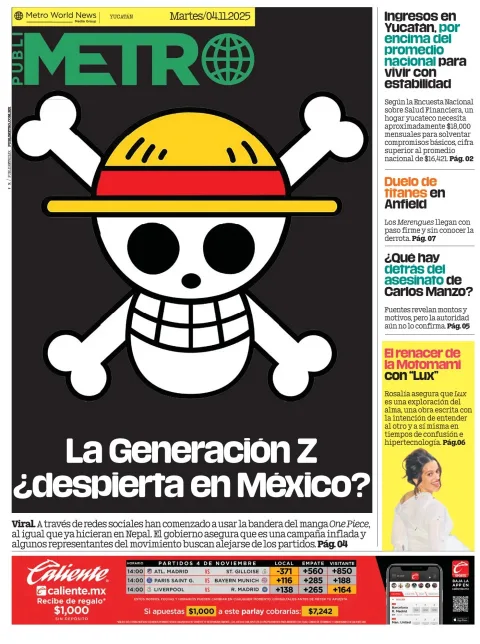 Portada de Publimetro Merida del martes, 4 de noviembre de 2025