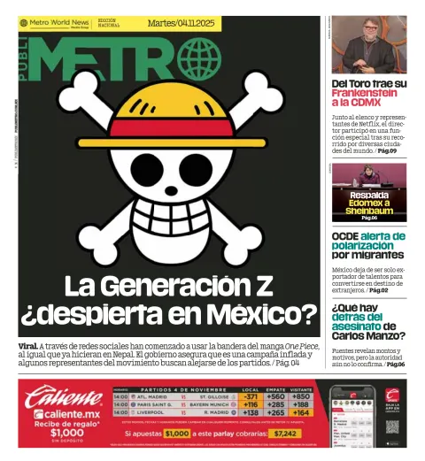 Portada de Publimetro Nacional del martes, 4 de noviembre de 2025