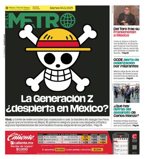 Portada de Publimetro Monterrey del martes, 4 de noviembre de 2025