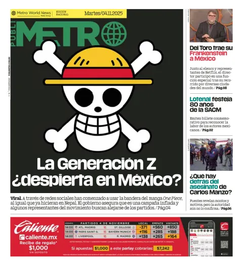 Portada de Publimetro Puebla del martes, 4 de noviembre de 2025