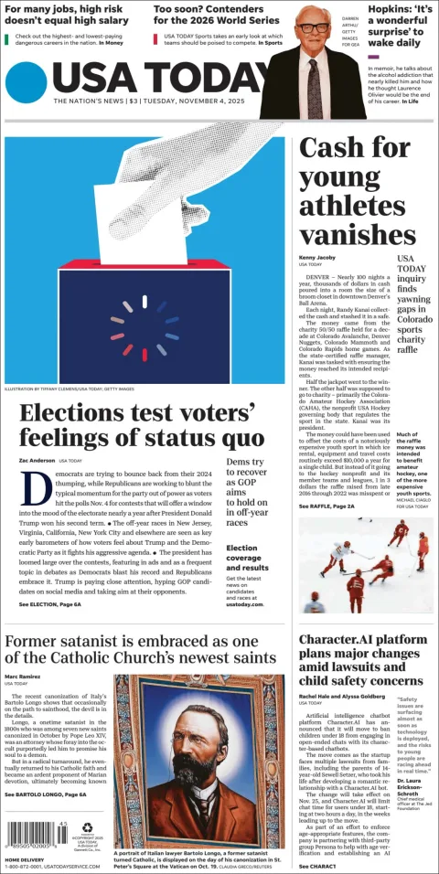 Portada de Usa Today
