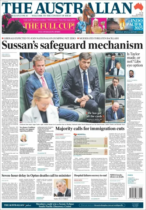 Portada de The Australian del martes, 4 de noviembre de 2025