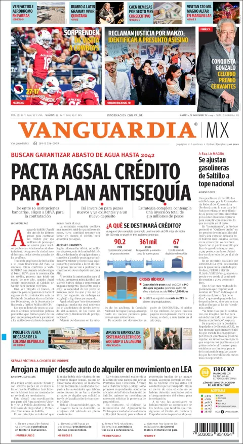 Portada de Vanguardia del martes, 4 de noviembre de 2025
