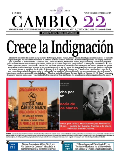 Portada de Diario Cambio 22 (contraportada) del martes, 4 de noviembre de 2025