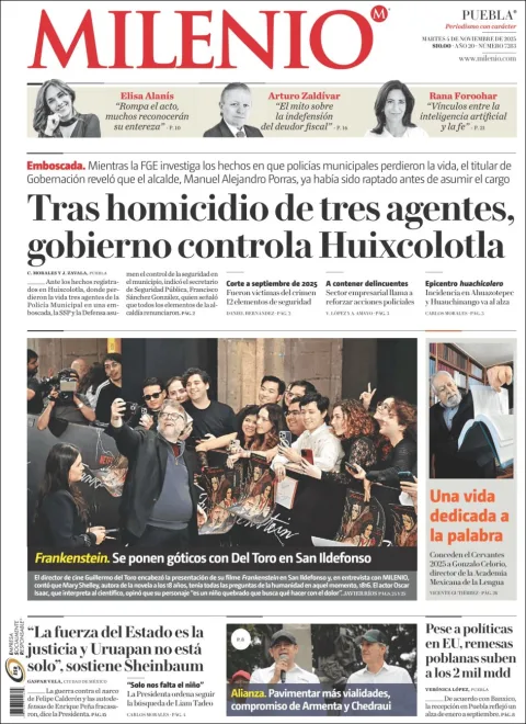 Portada de Milenio Puebla del martes, 4 de noviembre de 2025