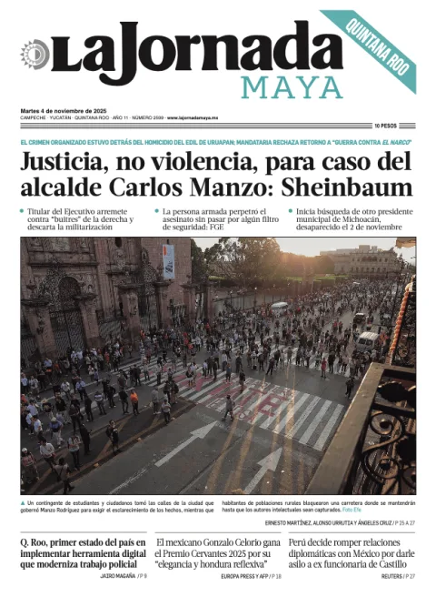 Portada de La Jornada Maya Quintana Roo del martes, 4 de noviembre de 2025