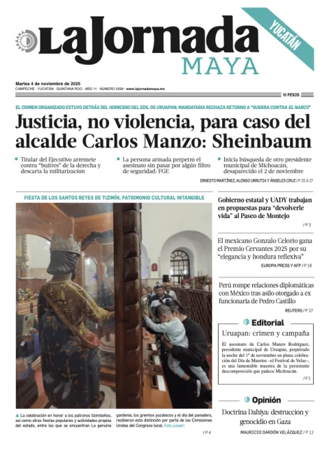 Portada de La Jornada Maya Yucatán del martes, 4 de noviembre de 2025