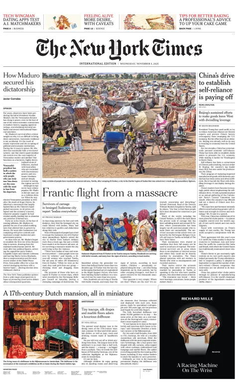 Portada de The New York Times (international) del miércoles, 5 de noviembre de 2025