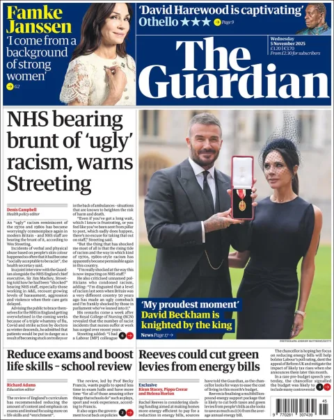 Portada de The Guardian (reino Unido) del miércoles, 5 de noviembre de 2025
