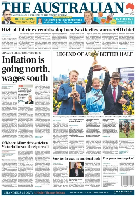 Portada de The Australian del miércoles, 5 de noviembre de 2025