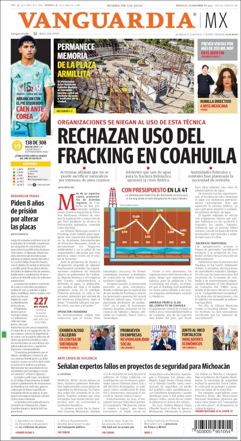 Portada de Vanguardia del miércoles, 5 de noviembre de 2025