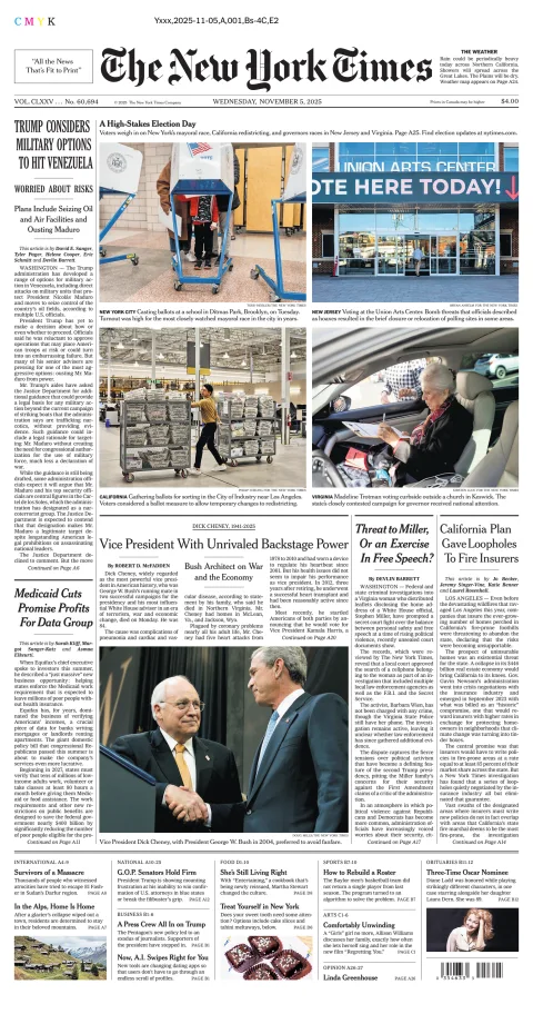 Portada de The New York Times (national) del miércoles, 5 de noviembre de 2025