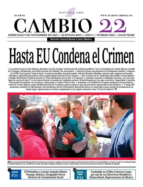Portada de Diario Cambio 22 (contraportada) del miércoles, 5 de noviembre de 2025