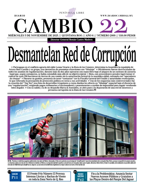Portada de Diario Cambio 22 (portada) del miércoles, 5 de noviembre de 2025