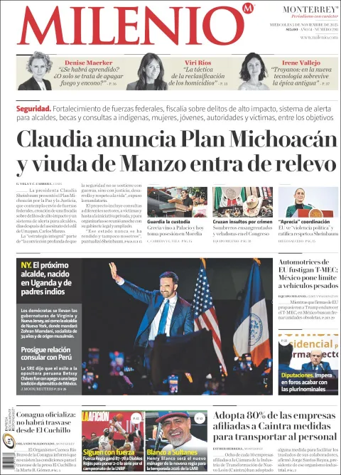 Portada de Milenio del miércoles, 5 de noviembre de 2025