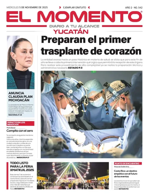 Portada de El Momento Yucatan del miércoles, 5 de noviembre de 2025