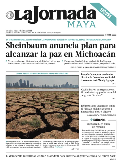 Portada de La Jornada Maya Yucatán del miércoles, 5 de noviembre de 2025