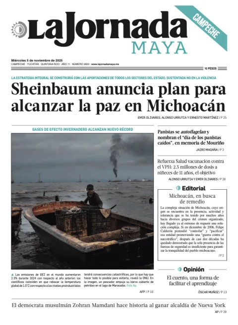 Portada de La Jornada Maya Campeche del miércoles, 5 de noviembre de 2025