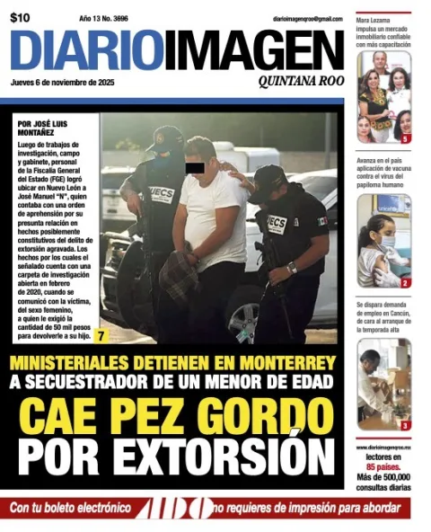 Portada de Diario Imagen Quintana Roo del jueves, 6 de noviembre de 2025