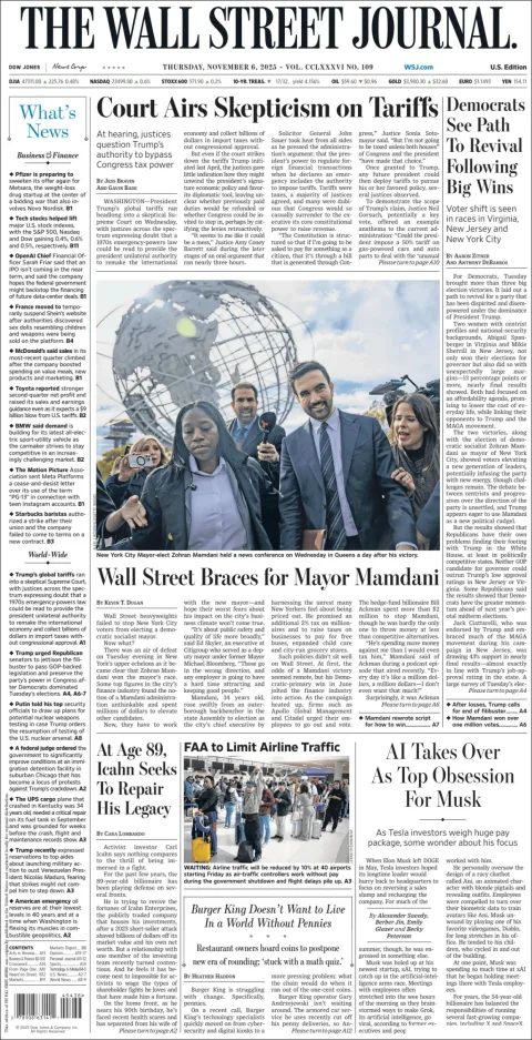 Portada de The Wall Street Journal