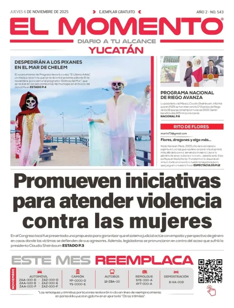 Portada de El Momento Yucatan del jueves, 6 de noviembre de 2025