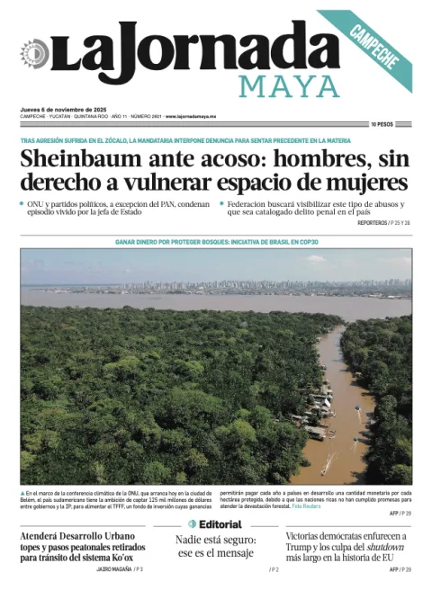 Portada de La Jornada Maya Campeche del jueves, 6 de noviembre de 2025