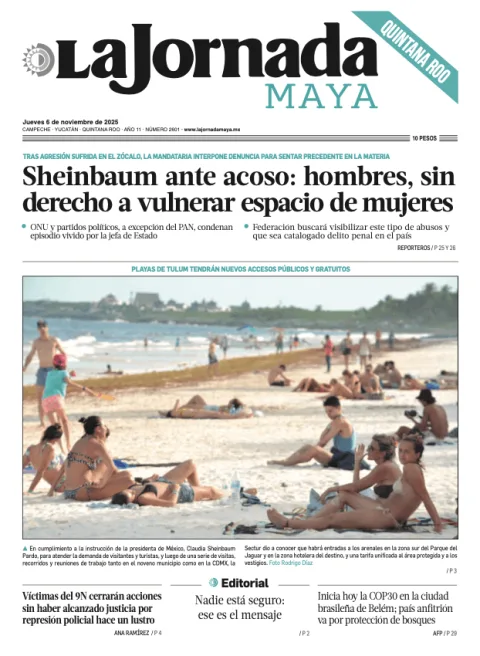 Portada de La Jornada Maya Quintana Roo del jueves, 6 de noviembre de 2025